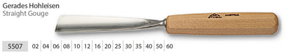 STUBAI Stechbeitel 550725 | Form 7 | 25 mm gerades Hohleisen | Spezial-Kohlenstoffstahl | handgeschmiedet | 8-Kant Buchenheft | vorgeschliffen | für Kerb-, Relief- & Figurenschnitzerei