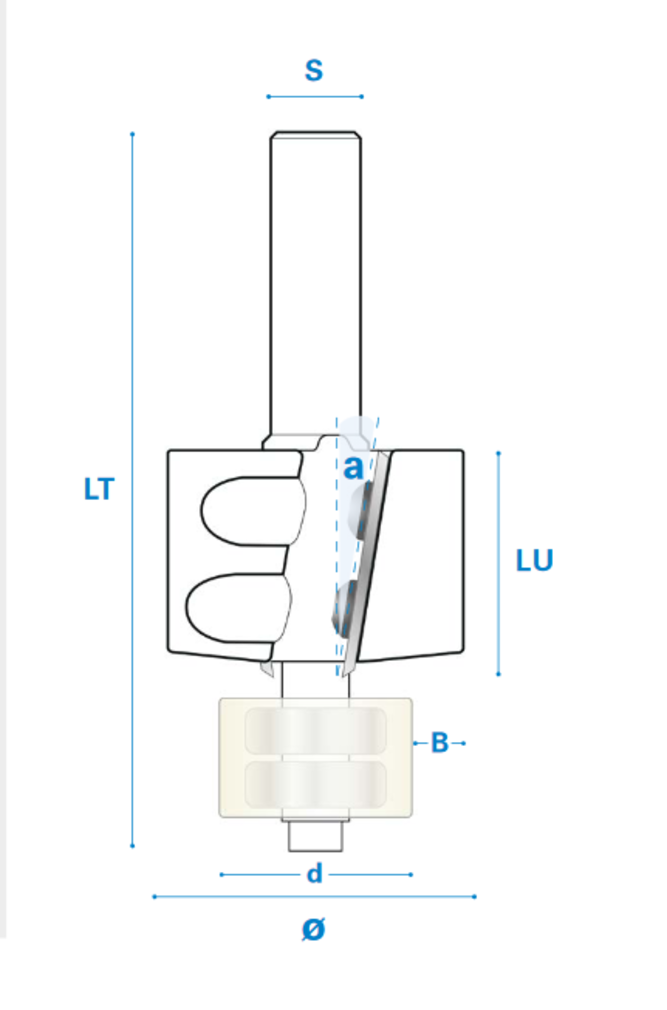 Falzfräser mit Positiven Achswinkel, Kugellager und Wendemesser Schneide 2, Hartmetall Ø 50, Rechts, 29,5 - 95 - 12