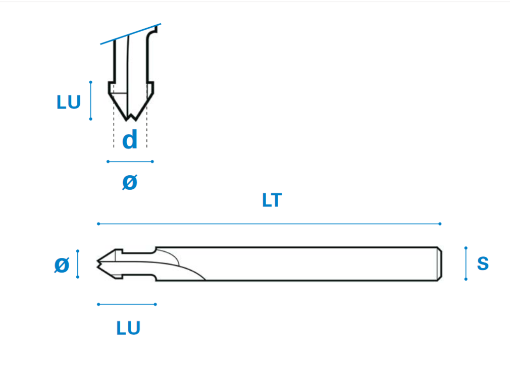 Dichtungsnutfräser mit ankerprofil Schneide 2 Vollhartmetall Ø 5,5, Rechts, 10 - 60 - 6