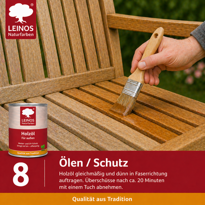 Leinos Entgrauer 0,5 Liter  für Holz-Gartenmöbel & Terrassenholz – Auftragen, einwirken lassen, abbürsten – effektive Reinigung & Auffrischung von Hart- und Weichholz
