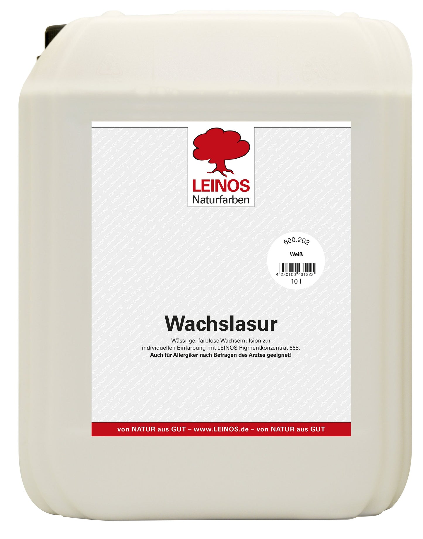 LEINOS 600 Wachslasur für Innen, 10 l, Weiß