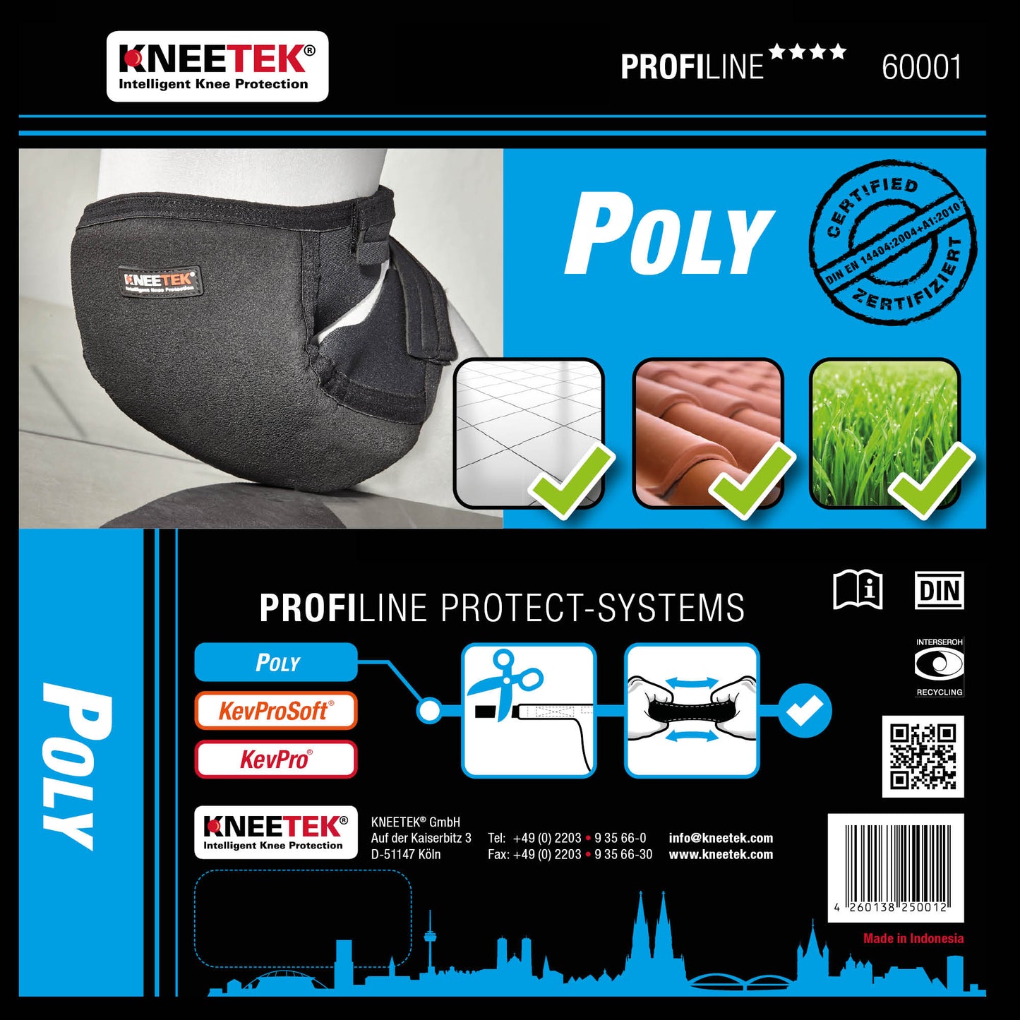 KNEETEK Knieschoner PROFILINE Poly | stark rutschhemmend | Knieschützer für optimale Entlastung beim Arbeiten auf Knien | Kniepolster geeignet für Dachdecker, Fliesenleger, Gärtner, Gerüstbauer