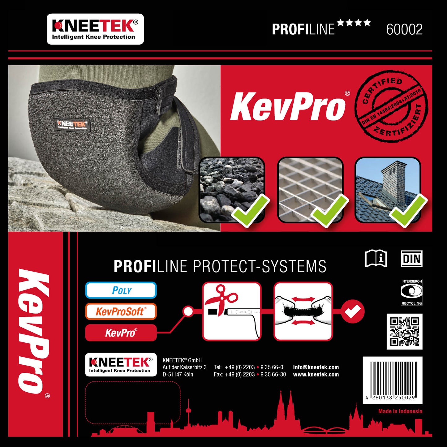 KNEETEK Knieschoner PROFILINE KevPro® | robuster Knieschützer für optimale Entlastung beim Arbeiten auf Knien | Kniepolster geeignet für Dachdecker, Fliesenleger, Gärtner, Gerüstbauer