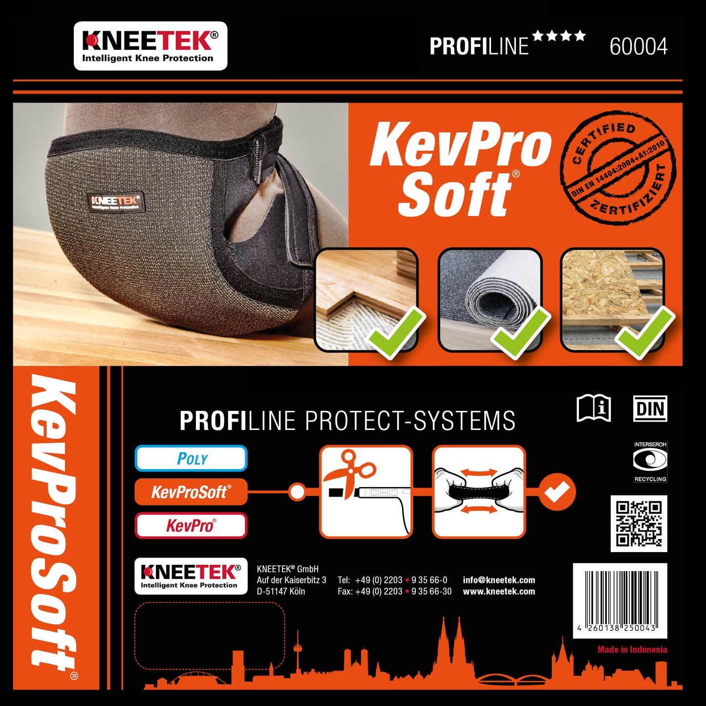 KNEETEK Knieschoner PROFILINE KevProSoft® | rutschfähige Knieschützer für optimale Entlastung beim Arbeiten auf Knien | Kniepolster geeignet für Parkettleger, Teppich- und Fußbodenleger