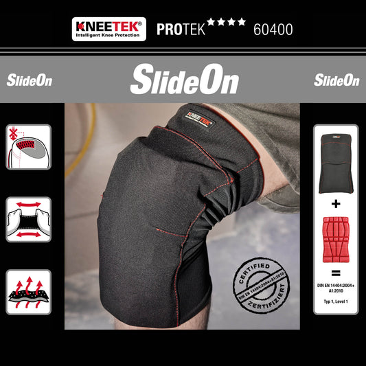 KNEETEK Knieschoner PROTEK SlideOn | 1 Paar | Größe XL | optimaler Knieschutz beim Tragen von kurzen Hosen | Knieschützer geeignet für Bau, im Sanitärbereich oder im Küchenbau