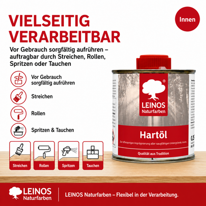 LEINOS Holzöl 250 ml | Hartöl Farblos für Tische Möbel Arbeitsplatten | Teak Eiche Möbelöl für effektive Versiegelung und langanhaltenden Schutz im Innenbereich