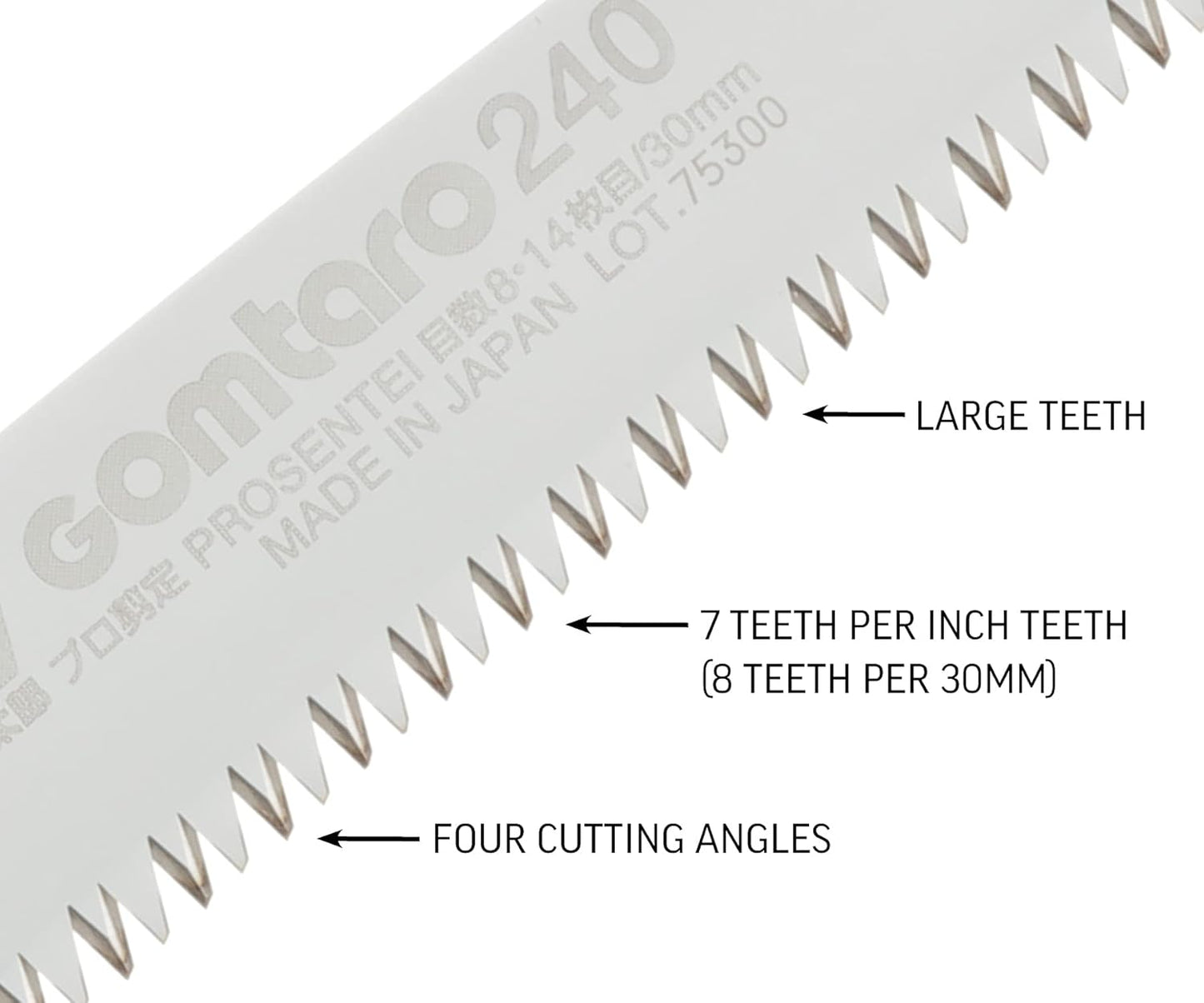 Silky Ersatzblatt Gomtaro Pro-Sentei 240 mm – Japansägeblatt mit Fein- und Grobverzahnung, 14/8 Zähne je 30 mm, hartchrombeschichtet für präzise Schnitte in Holz und Baumpflege