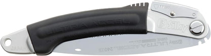Silky Ultra Accel Curve 240 mm Klappsäge – gebogenes Sägeblatt mit grober Mirai-Me Verzahnung 7,5 ZpZ, Aluminium-Gummigriff für schnelle Schnitte bei Oberhandarbeiten und Baumpflege