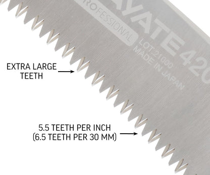 Silky Ersatzblatt für Teleskopsäge Hayate 420 mm – grobe Mirai-Me Verzahnung 6,5 ZpZ, induktionsgehärtete & nachschärfbare Zähne, saubere schnelle Schnitte, Profiqualität