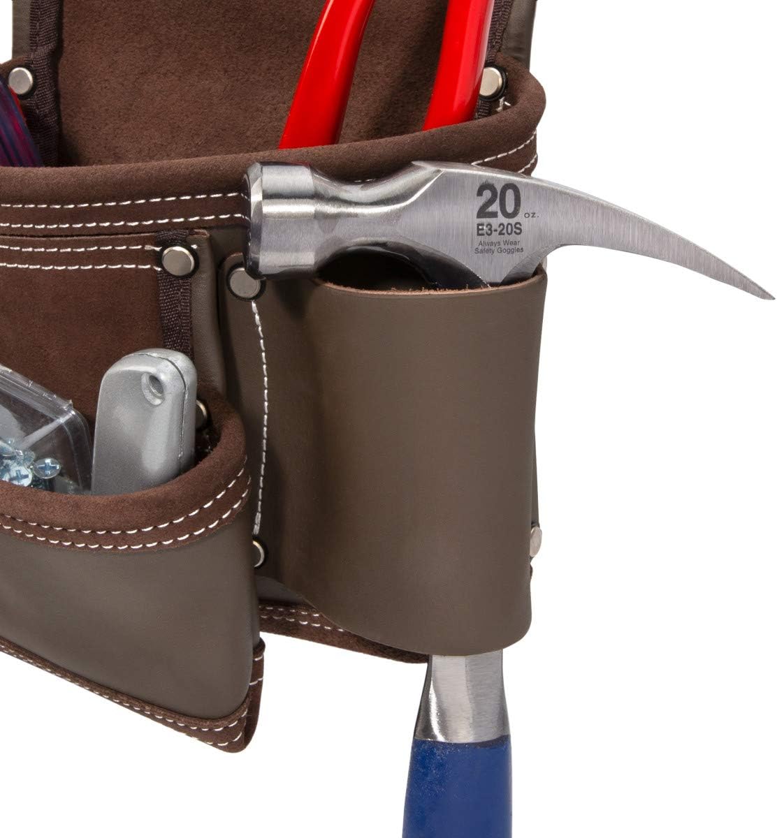 ESTWING Werkzeugschürze aus Rindsleder – 7 Taschen, Hammerhalter, 76–132 cm | Made in USA