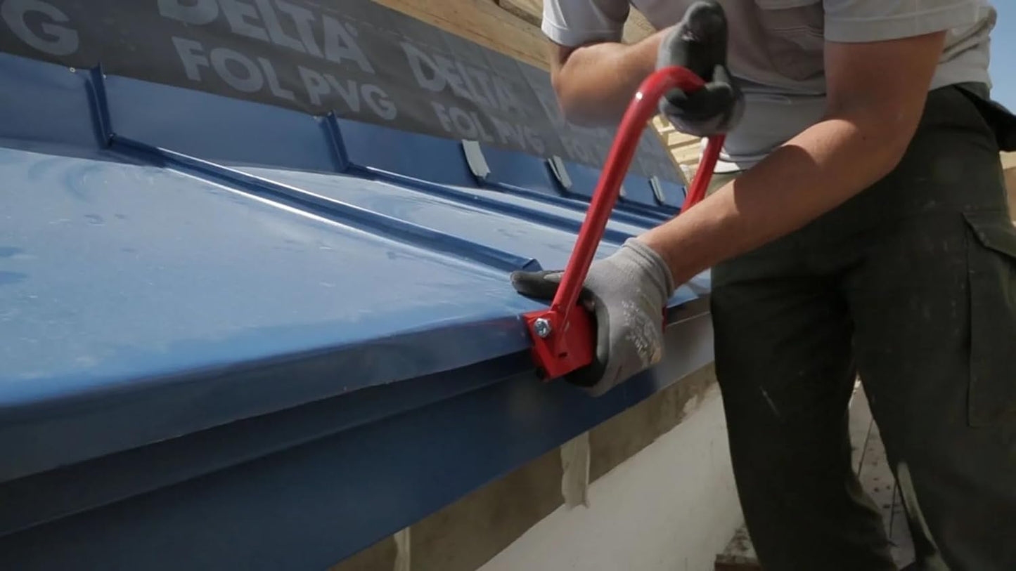 STUBAI Traufenkanter 250 mm | Profi-Einfalzwerkzeug zum schnellen & sauberen Einfalzen von Blech an Traufe, Gauben & Abtreppungen | Kantungen >90° & Doppelstehfalz abkanten ohne Hammer, keine Schlagspuren