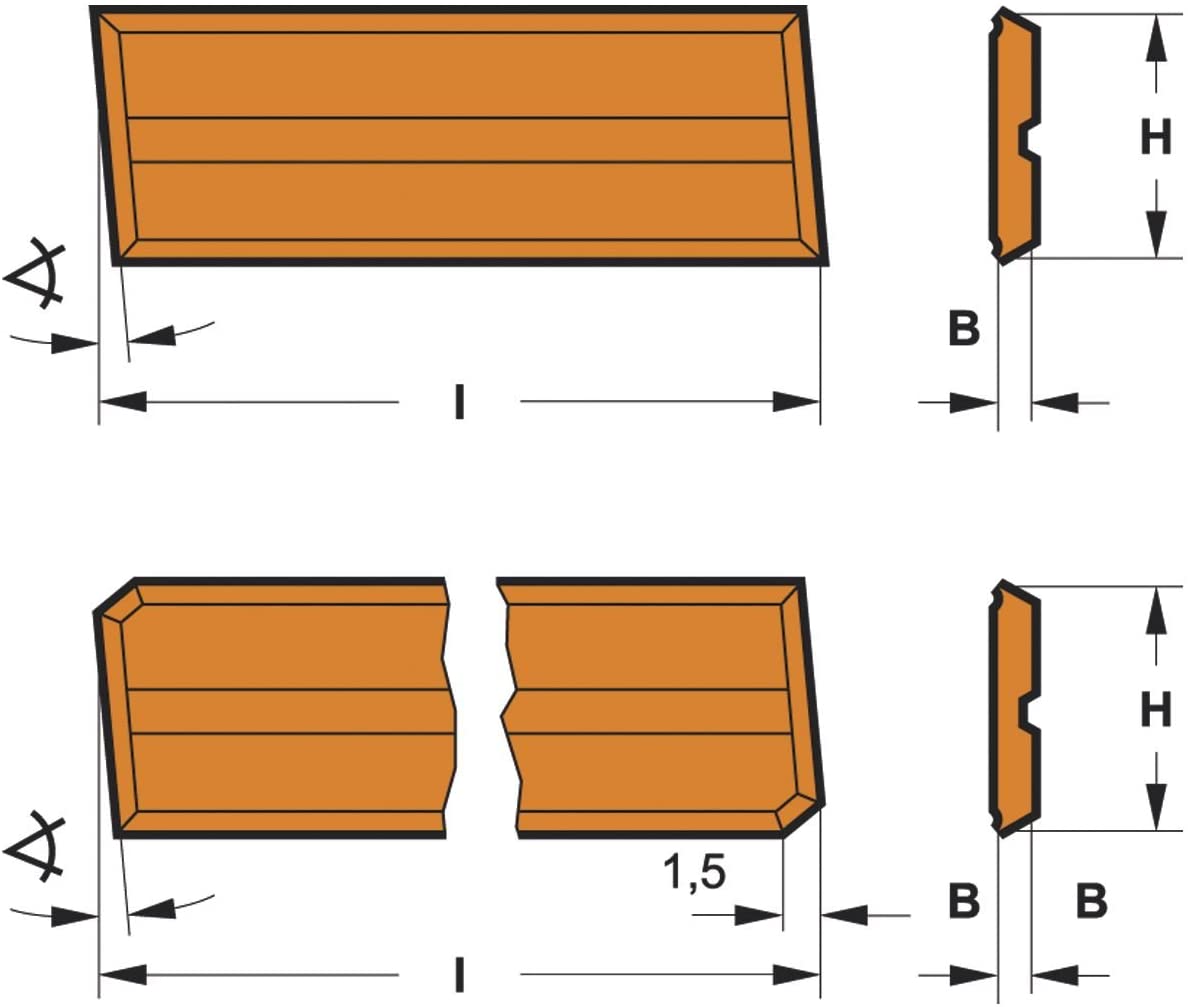 KWO Versofix Wendeplatte | 50x6,5x1,1mm | 4 Stück | Wendemesser für Spanplatten, HDF/MDF-Platten und Plastik geeignet | Ersatzmesser für Wendeplattwerkzeuge, Oberfräser, Nutfräser | T10MG