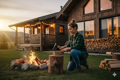 STUBAI Campingbeil Serles 800 g – Handgeschmiedet aus Kohlenstoffstahl, 240 mm, inkl. Lederscheide, geölter Hickorystiel – Outdoor, Bushcraft, Survival