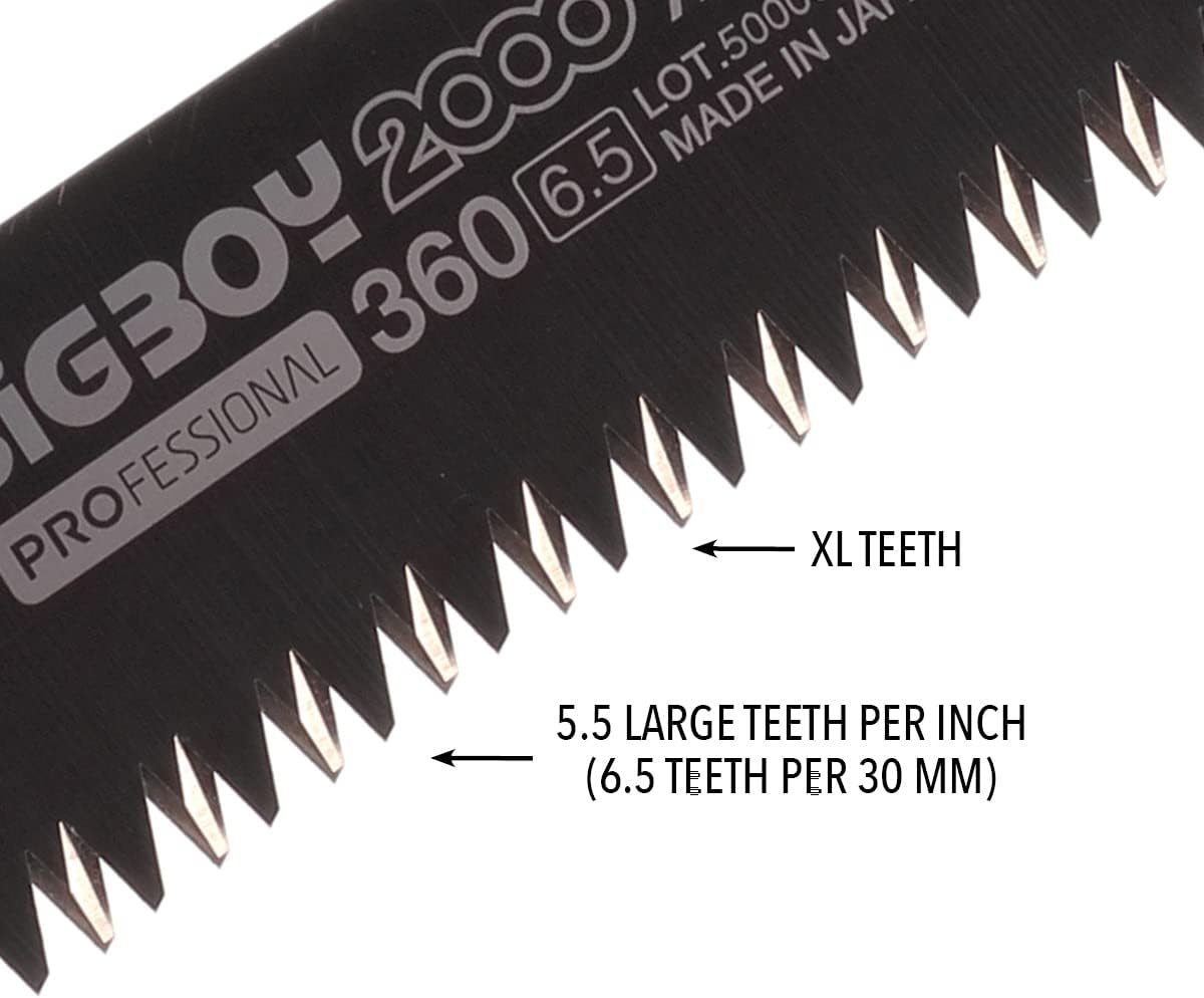 Silky BigBoy 2000 Outback Ersatzblatt 360 mm gebogen, grobe Verzahnung 6,5 ZpZ, Mirai-Me Zahnung für schnelles Sägen von frischem Holz, Original Ersatzklinge für Klappsäge BigBoy