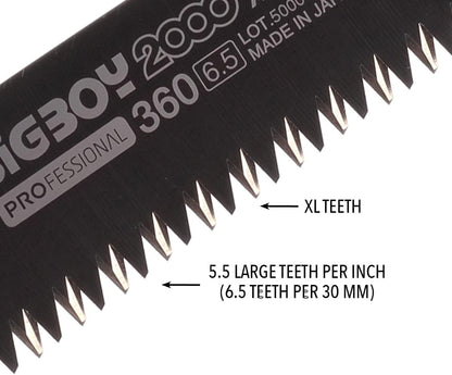 Silky BigBoy 2000 Outback Ersatzblatt 360 mm gebogen, grobe Verzahnung 6,5 ZpZ, Mirai-Me Zahnung für schnelles Sägen von frischem Holz, Original Ersatzklinge für Klappsäge BigBoy
