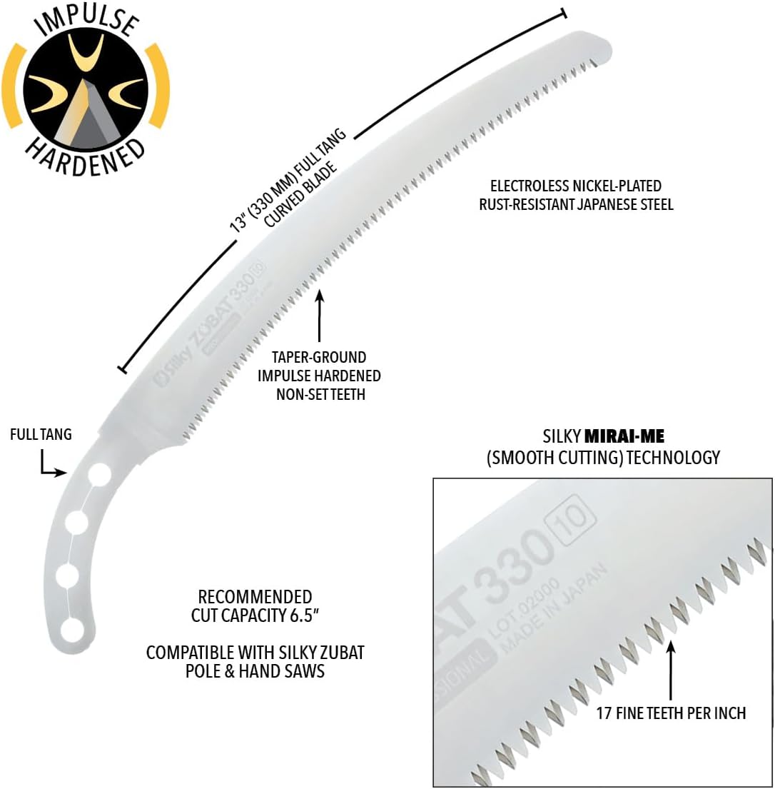 Silky Ersatzblatt passend für die Handsäge Zübat Professional, 330 mm Länge, 10 Zähne pro 30 mm, für präzise und schnelle Schnitte, ideal für professionelle Baumpflege, Gartenarbeit und Holzverarbeitung