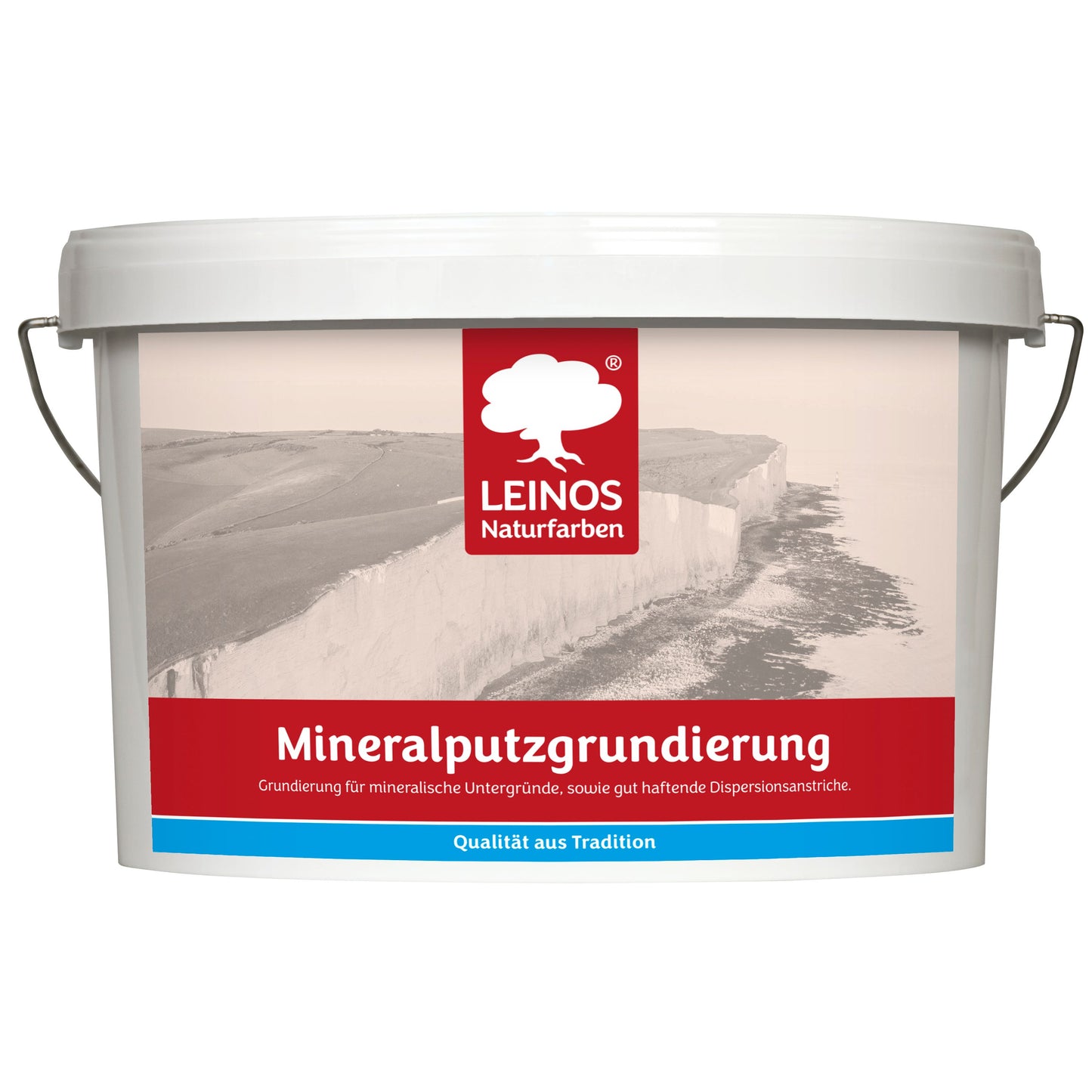 LEINOS Mineralputzgrundierung 10 L – pigmentierte, raue silikatische Grundierung für innen, Voranstrich für Silikat- und Kalkfarben auf Putz, Beton, Ziegel, Lehmputz und Gipskarton, atmungsaktiv weiß!