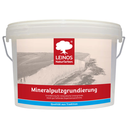 LEINOS Mineralputzgrundierung 2,5 L – pigmentierte, raue silikatische Grundierung für innen, Voranstrich für Silikat- und Kalkfarben auf Putz, Beton, Ziegel, Lehmputz und Gipskarton, atmungsaktiv weiß