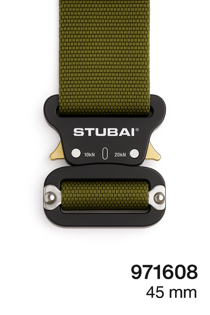 STUBAI Gurtschnalle bis 45 mm | vergütetes Aluminium schwarz eloxiert mit Stahl-Verstellplatte | CLICK FIX FLEX 2.0 | 10 kN Bruchlast | verhindert Öffnen unter Last | Profiqualität Made in Austria