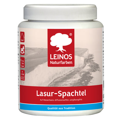 LEINOS Lasur-Spachtel 2,5L – transparente Spachtelmasse für kreative Wandgestaltung – für Innenräume – individuell einfärbbar mit Pigmenten – edle Lasurtechnik für Putz, Beton & Trockenbau