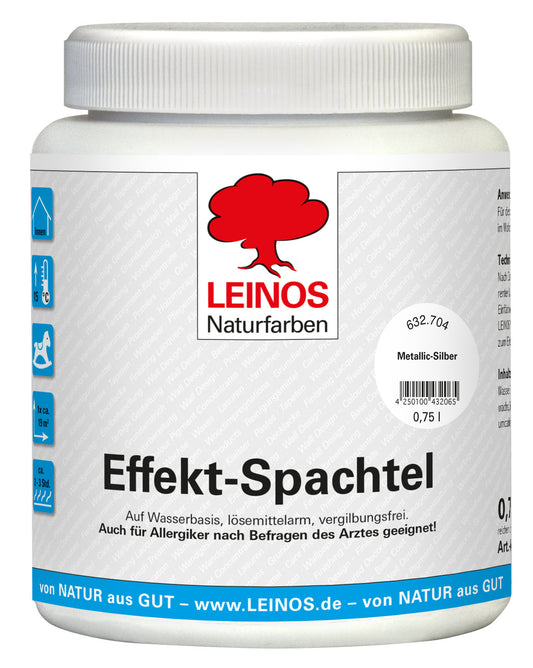 LEINOS 632 Effekt-Spachtel Metallic-Silber, 0,75 l