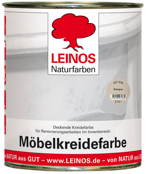 LEINOS 637 Möbelkreidefarbe für Innen, 0,75 l, Steingrau