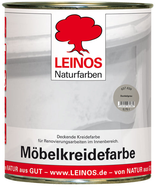 LEINOS 637 Möbelkreidefarbe für Innen, 0,75 l, Dunkelgrau