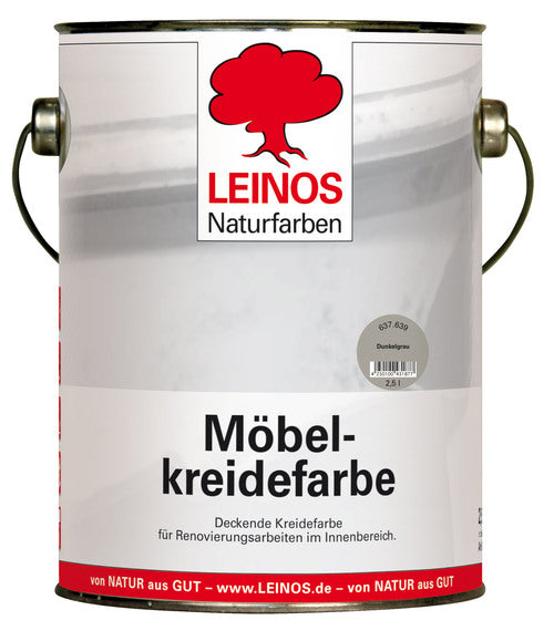 LEINOS 637 Möbelkreidefarbe für Innen, 2,5 l, Dunkelgrau