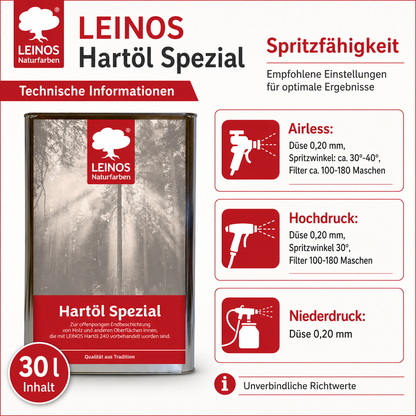 Leinos Spezial Hartöl 30 L | Farbloses Versiegelungsöl | Holzöl für effektive Endbeschichtung und langanhaltenden Schutz im Innenbereich