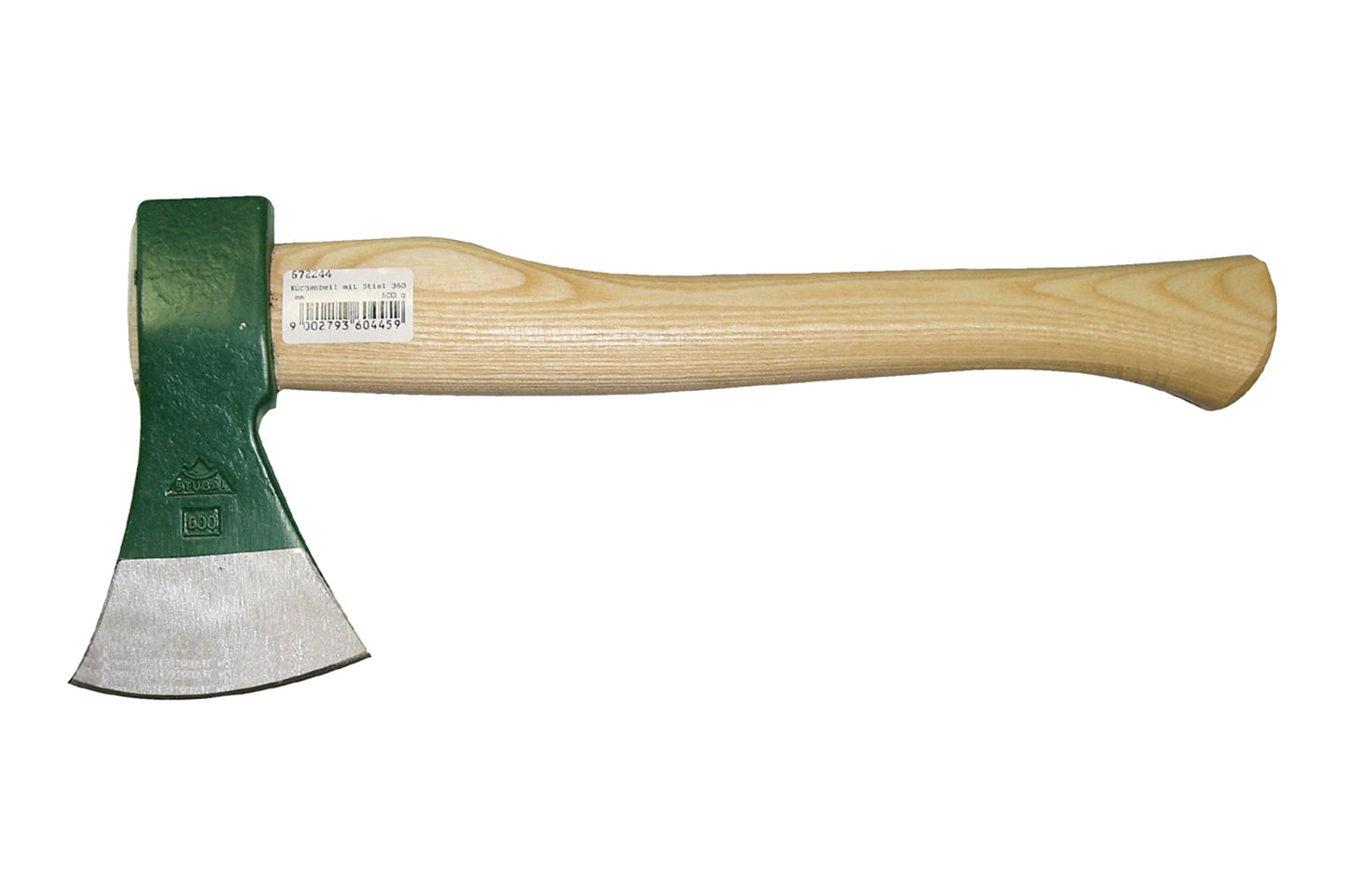 STUBAI Küchenbeil grün mit Stiel 360 mm, 600 g – Gesenkgeschmiedet, geschliffen und poliert – Robuster Eschenholzgriff – Vielseitiges Beil für Haus, Garten, Bau, Holzarbeiten und Handwerk