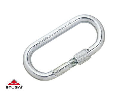 STUBAI Stahl-Karabiner | Stahlkarabiner OVAL mit Easylock 2500 EL Verschluß | Schraubkarabiner | Karabinerhaken | Karabiner zum Klettern, Topropen, Industrieklettern