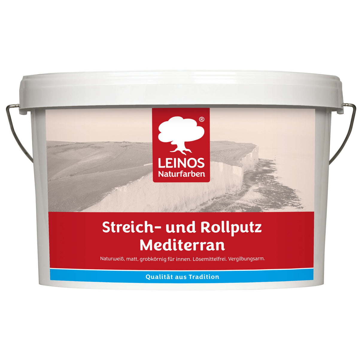 LEINOS Streich- und Rollputz mediterran 680, weiß – Dekorativer Strukturputz für Innen, lösemittelfrei, atmungsaktiv, gebrauchsfertig, mediterrane Optik, auf Lehm, Kalk, Putz, Altanstrich – 10Liter