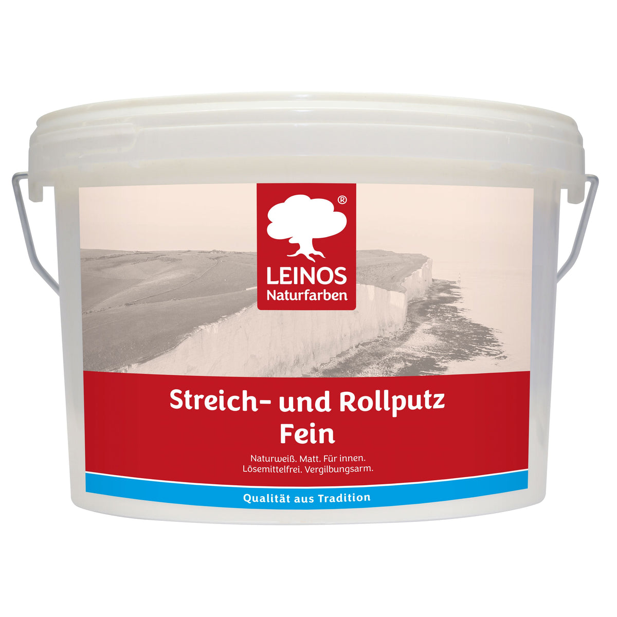 LEINOS Streich- und Rollputz mediterran 680, weiß – Dekorativer Strukturputz für Innen, lösemittelfrei, atmungsaktiv, gebrauchsfertig, mediterrane Optik, auf Lehm, Kalk, Putz, Altanstrich – 2,5