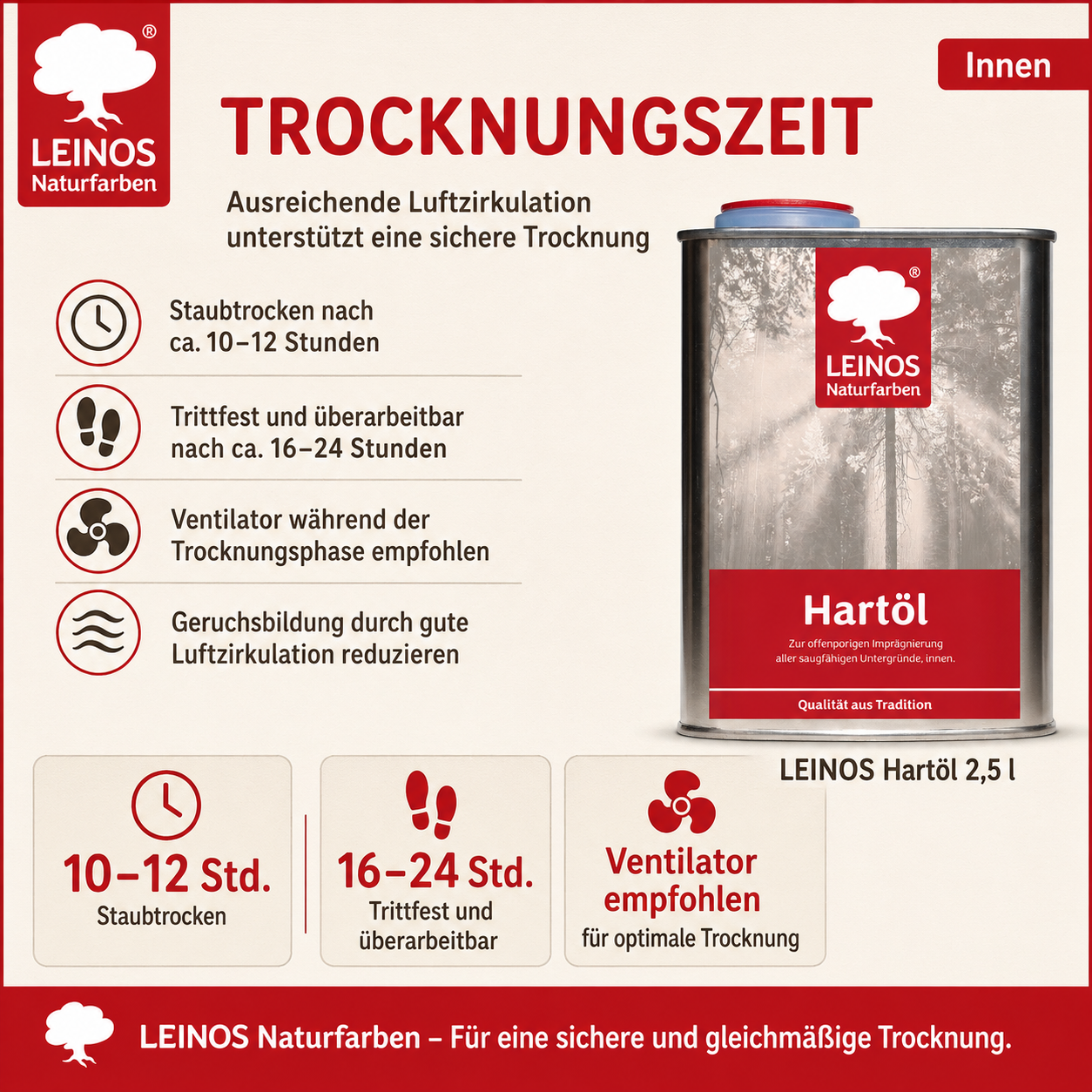 LEINOS Holzöl 2,5 l | Farbloses Hartöl für Möbel, Tische & Arbeitsplatten | Möbelöl für Teak, Eiche & weitere Hölzer | Natürliche Imprägnierung & Versiegelung mit langanhaltendem Schutz innen