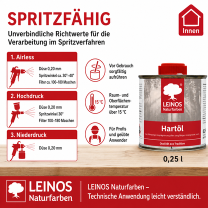 LEINOS Holzöl 250 ml | Hartöl Farblos für Tische Möbel Arbeitsplatten | Teak Eiche Möbelöl für effektive Versiegelung und langanhaltenden Schutz im Innenbereich