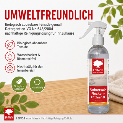 Universal Fleckenentferner 945 - 250 ml – lösemittelfreies Reinigungsmittel zur Entfernung von Kaffee-, Tee- & Rotweinflecken – für behandeltes & unbehandeltes Holz – wasserbasiert & biologisch abbaubar
