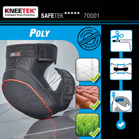 KNEETEK Knieschoner SAFETEK® Poly | stark rutschhemmend | Knieschützer für optimale Entlastung beim Arbeiten auf Knien | Kniepolster geeignet für Dachdecker, Fliesenleger, Gerüstbauer