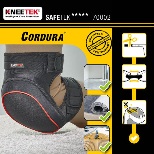 KNEETEK Knieschoner SAFETEK® Cordura® | für empfindliche Untergründe | rutschfähige Knieschützer für optimale Entlastung beim Arbeiten auf Knien | Kniepolster geeignet für Parkettleger, Raumausstatter, Dekorateure