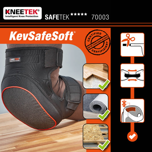 KNEETEK Knieschoner SAFETEK® KevSafeSoft® | glatte empfindliche Untergründe | rutschfähige Knieschützer für optimale Entlastung beim Arbeiten | Schonende Kniepolster