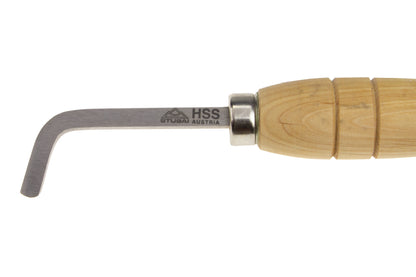 STUBAI Mikro-Ausdrehstahl quer, 80° gebogen, 6 mm – HSS Drechselwerkzeug zur Feinbearbeitung innenliegender Flächen & Rundungen – Erlegriff 240 mm, Made in Austria