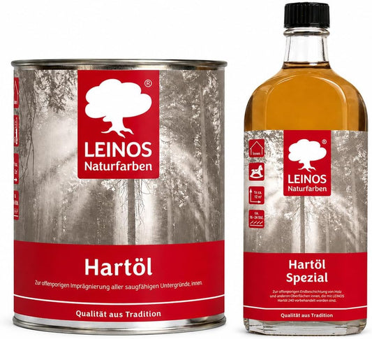 LEINOS Holzöl 750 ml im Set mit Hartöl Spezial 250 ml als Finish | Farbloses Möbelöl für stark beanspruchte Oberflächen | Effektive Versiegelung und langanhaltenden Schutz im Innenbereich