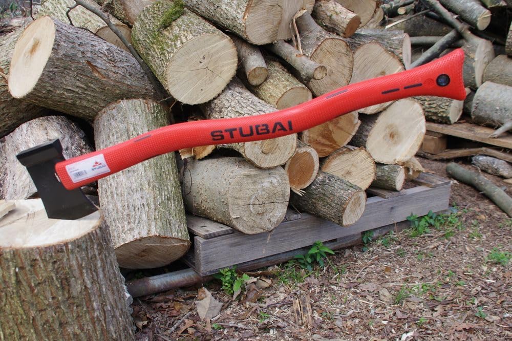 STUBAI Leichtaxt / Putzerbeil 600–670 mm mit Kunststoffstiel, 100 mm Schneide, 1000 g, Kohlenstoffstahl 52–55 HRC, mit Schlagfläche – ideal für Entasten, Spalten und kleinere Baumarbeiten