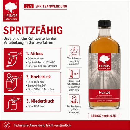 LEINOS Holzöl 250 ml | Hartöl Doppelweiß für Tische Möbel Arbeitsplatten | Teak Eiche Möbelöl für effektive Versiegelung und langanhaltenden Schutz im Innenbereich