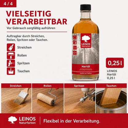 LEINOS Holzöl 250 ml | Hartöl Doppelweiß für Tische Möbel Arbeitsplatten | Teak Eiche Möbelöl für effektive Versiegelung und langanhaltenden Schutz im Innenbereich