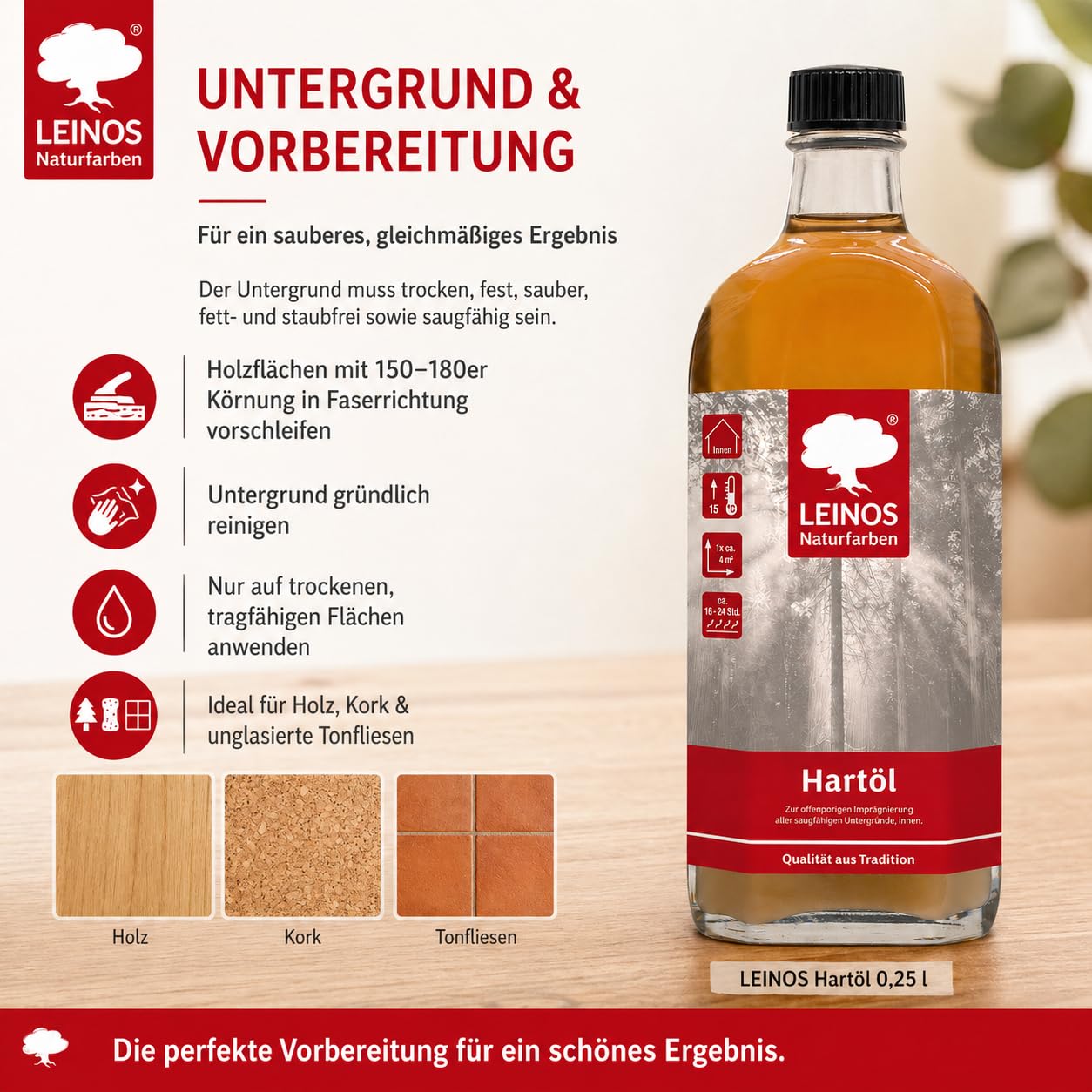 LEINOS Holzöl 250 ml | Hartöl Doppelweiß für Tische Möbel Arbeitsplatten | Teak Eiche Möbelöl für effektive Versiegelung und langanhaltenden Schutz im Innenbereich