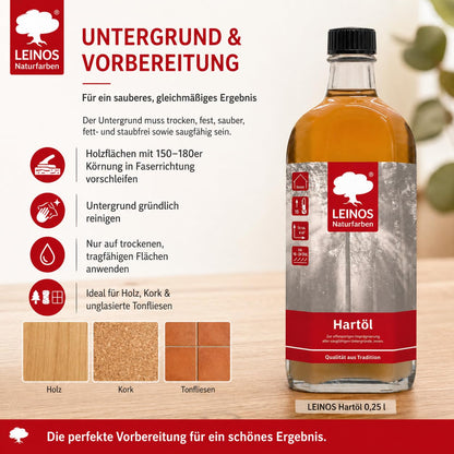 LEINOS Holzöl 250 ml | Hartöl Doppelweiß für Tische Möbel Arbeitsplatten | Teak Eiche Möbelöl für effektive Versiegelung und langanhaltenden Schutz im Innenbereich