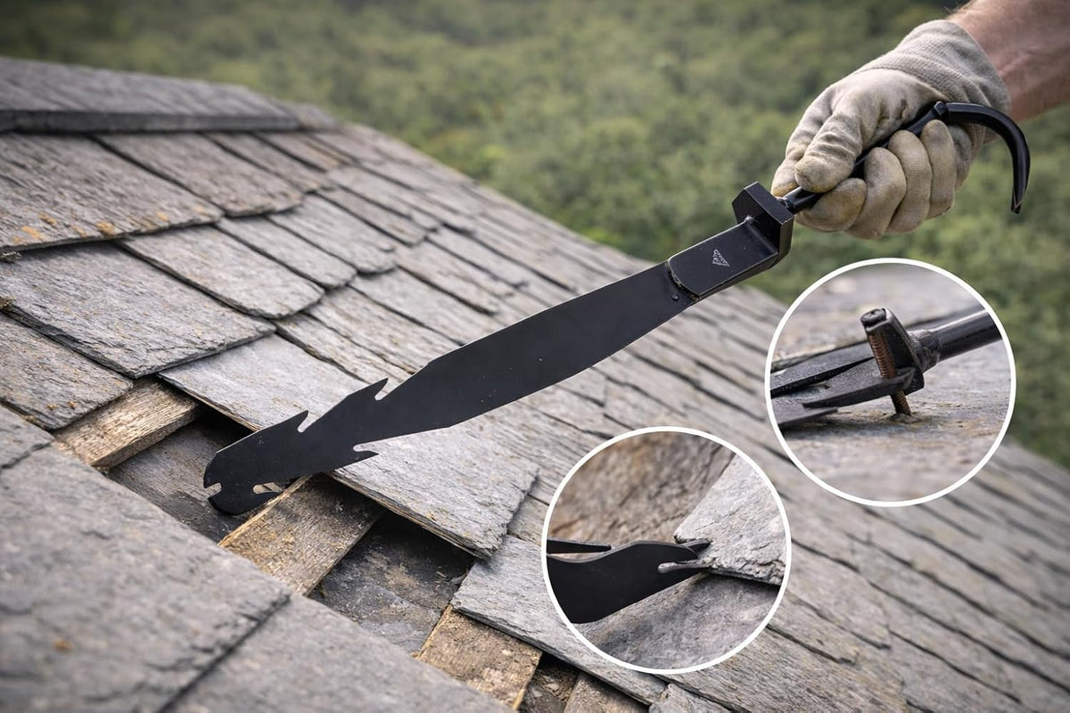 STUBAI Schieferdecker-Nageleisen 277002 500 mm | Extralanges Werkzeug für kraftsparendes Entfernen von Schieferplatten | Verzinkter Spezialstahl mit Klauengriff und Nagelzieher – Profiqualität