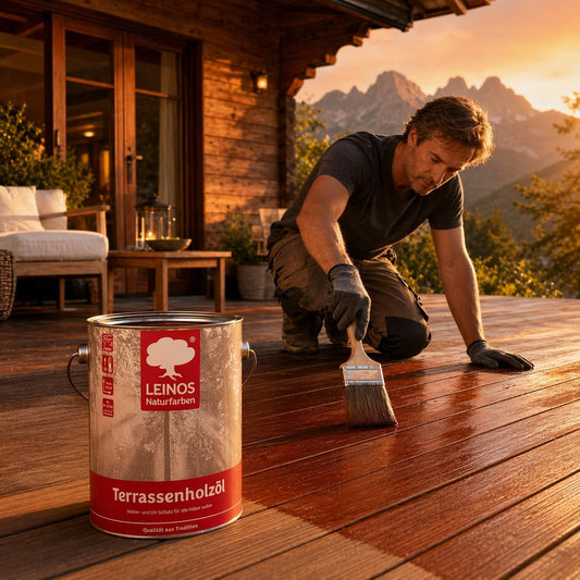 LEINOS Terrassenholzöl 236 | 2,5 Liter | Farbton: bräunlich  Hochwertiges Holzöl für außen | Für Terrassen, Zäune, Kinderspielgeräte  | Tiefer Holzschutz & leichte Anwendung