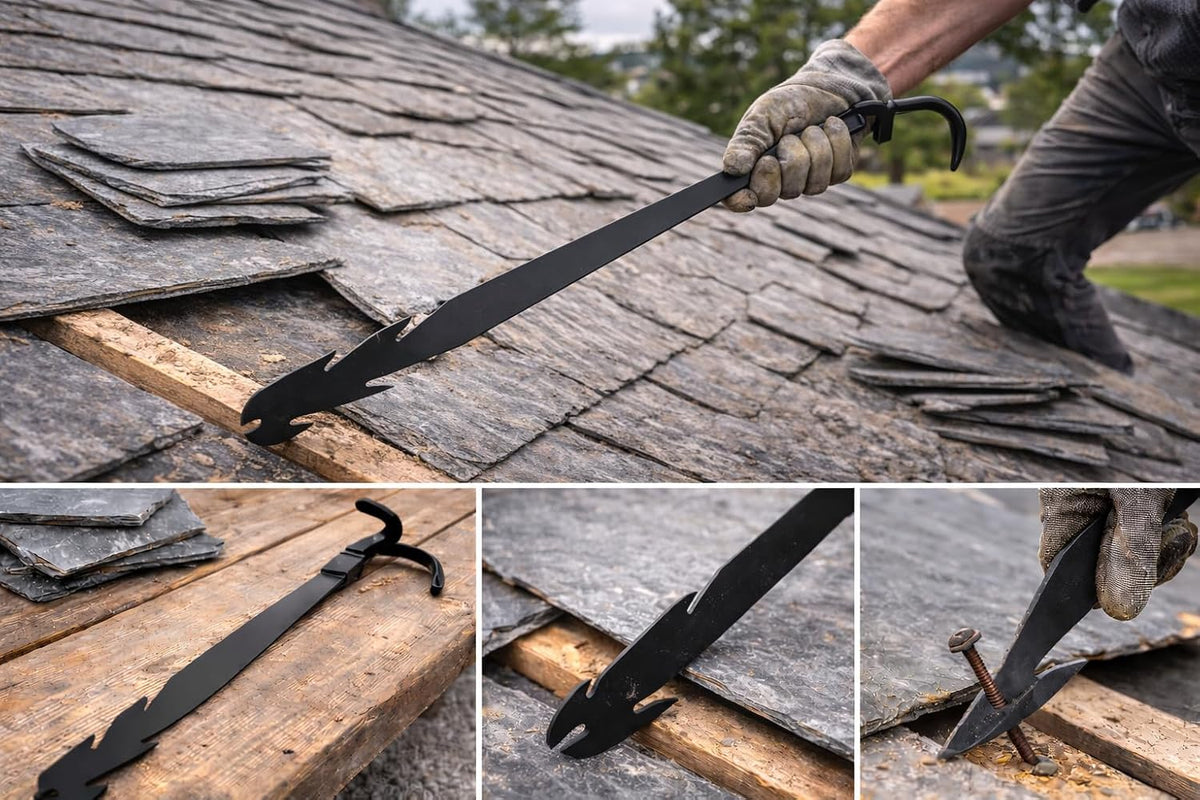 STUBAI Schieferdecker-Nageleisen 277002 500 mm | Extralanges Werkzeug für kraftsparendes Entfernen von Schieferplatten | Verzinkter Spezialstahl mit Klauengriff und Nagelzieher – Profiqualität