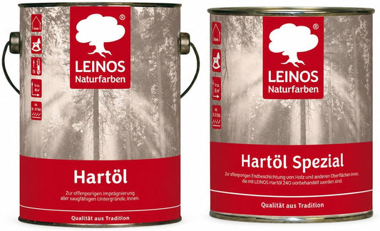 LEINOS Holzöl 2,5 l im Set mit Hartöl Spezial 750 ml als Finish | Farbloses Möbelöl für stark beanspruchte Oberflächen | Effektive Versiegelung und langanhaltenden Schutz im Innenbereich